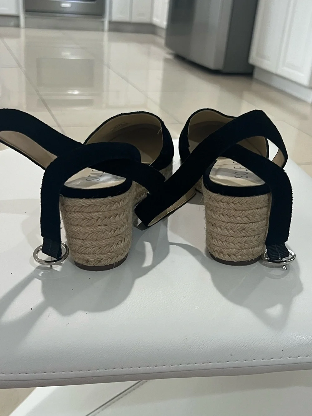 Sole Society CHANNING ESPADRILLE WEDGE SANDAL in black with Ankle Strap size 9